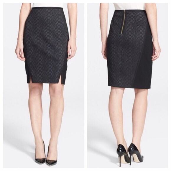 NWT Ted Baker Black Snake Embossed Pencil Skirt - Picture 1 of 7